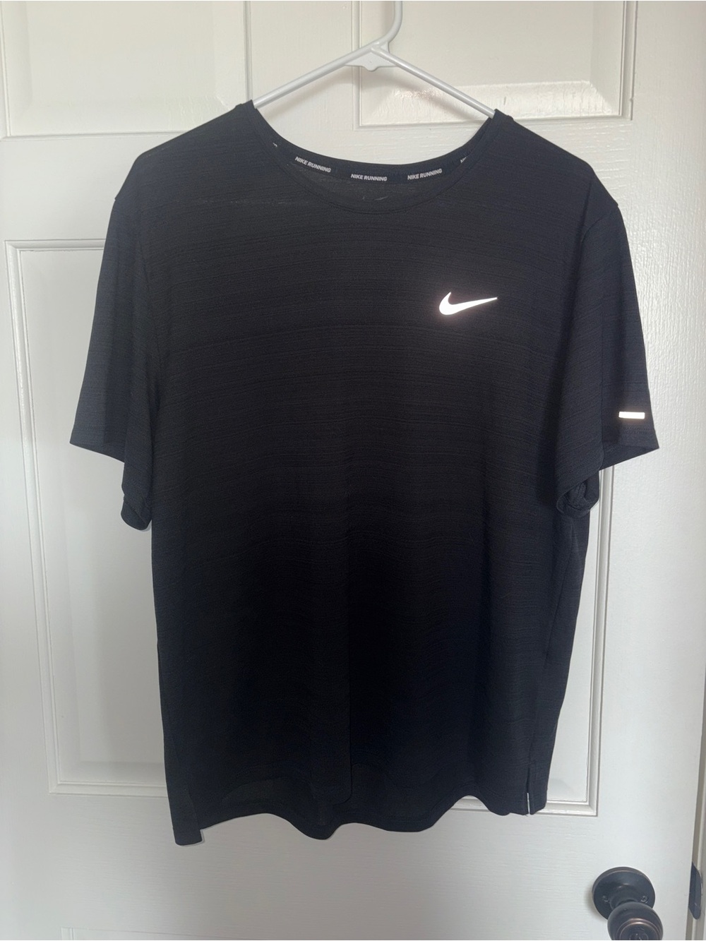 Nike Black Short-Sleeve Running Tee with Reflective Swoosh